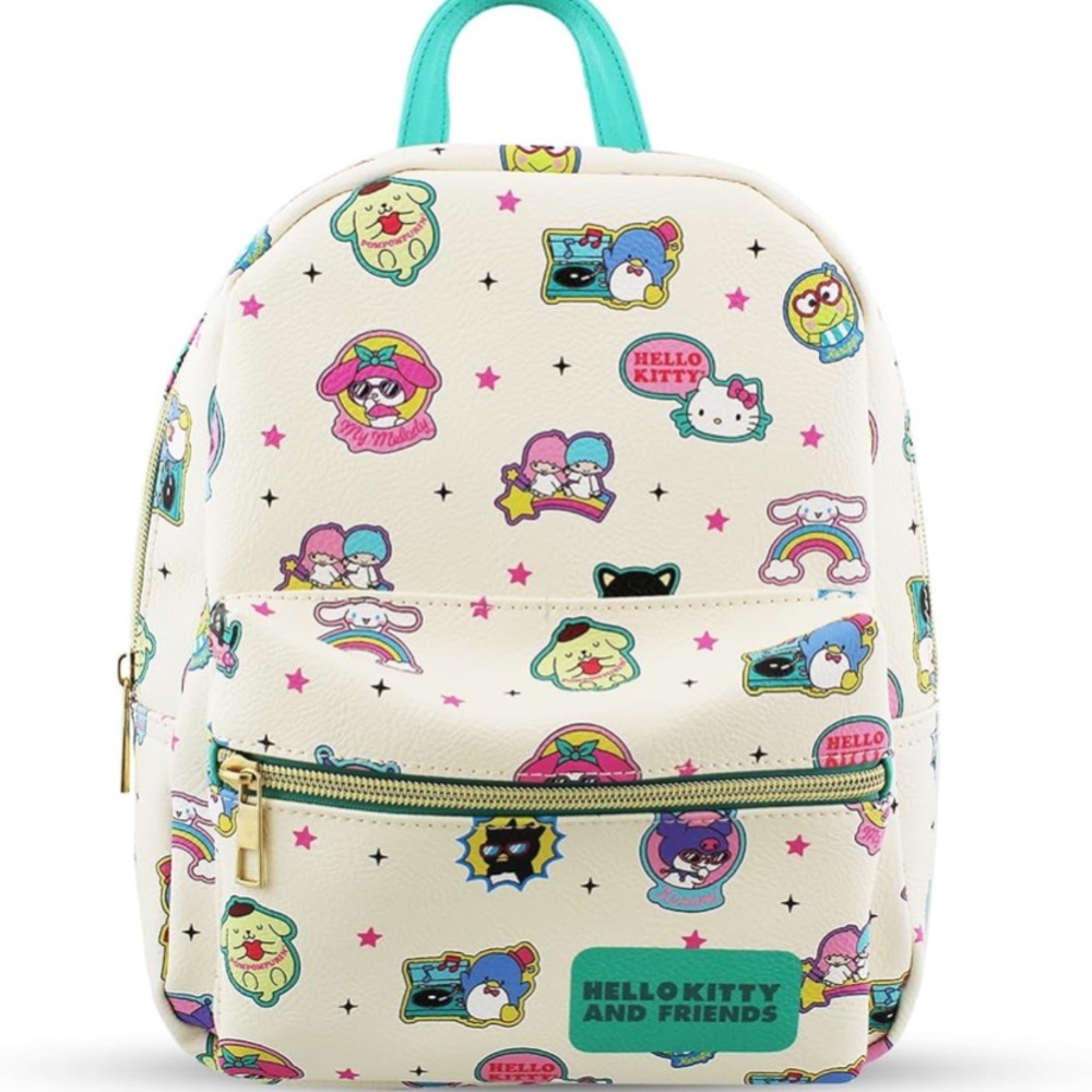 Hello Kitty and Friends Mini Backpack leather purse 10in Sanrio teal pink